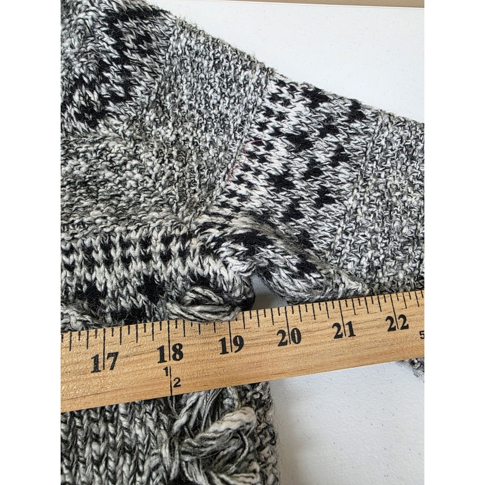 Old Navy Womens Medium Black White Geometric Fringe Open Front Cardigan Sweater - Picture 4 of 10